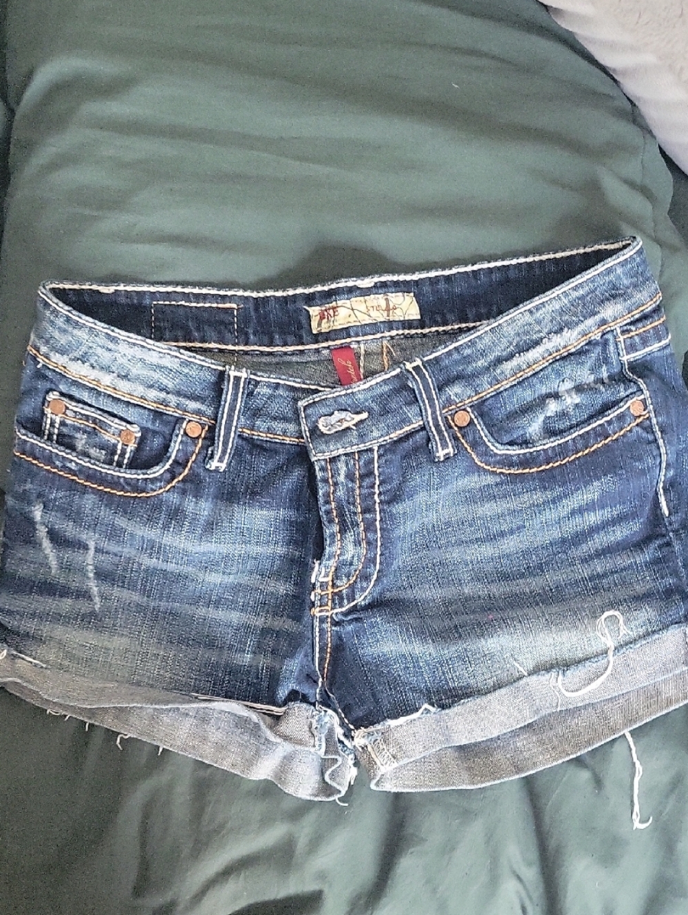 BKE Women's Blue Distressed Denim Cutoff Shorts
